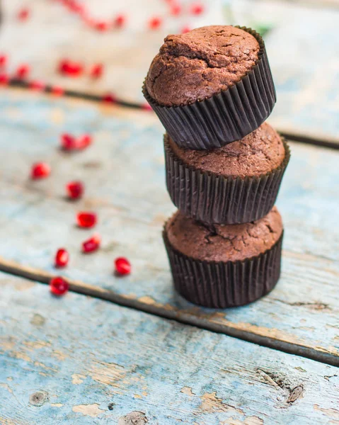 Muffinschocolate Cupcakes Postre Chocolate Vista Superior —  Fotos de Stock