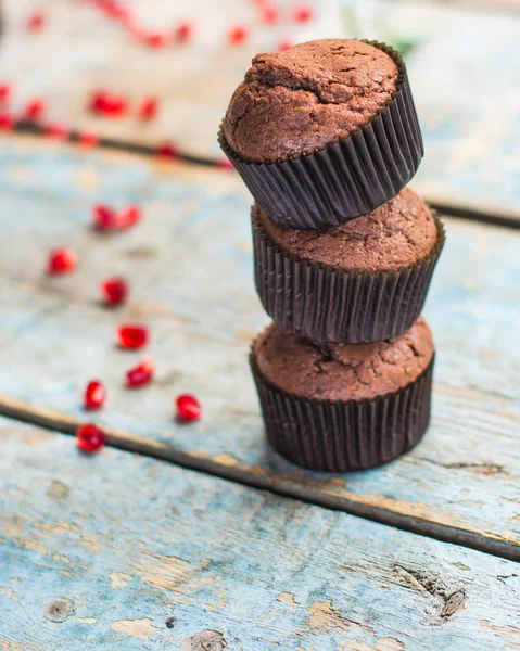 Muffinschocolate Kek Çikolata Tatlı Üstten Görünüm — Stok fotoğraf