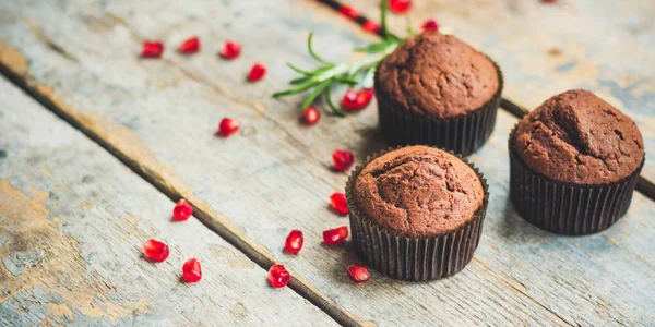 Muffin Cioccolato Cupcakes Torta Dolce Cioccolato Vista Dall Alto — Foto Stock