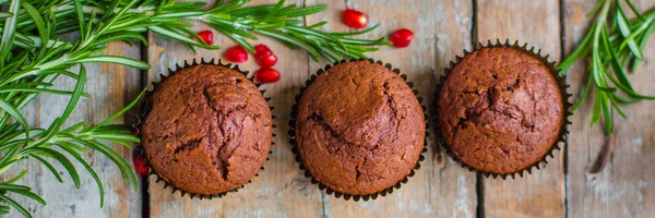 Επιδόρπιο Σοκολάτας Κέικ Μάφινς Σοκολάτας Cupcakes Top View — Φωτογραφία Αρχείου