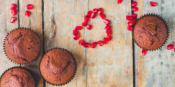 Muffinschocolate Cupcake Torta Dolce Cioccolato Vista Dall Alto — Foto Stock