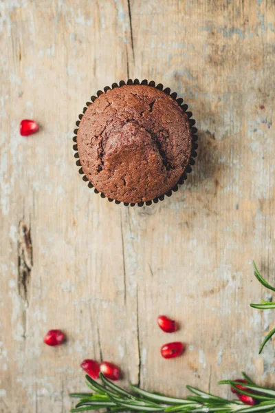 Chocolade Cupcakes Chocoladedessert Taart Bovenaanzicht — Stockfoto