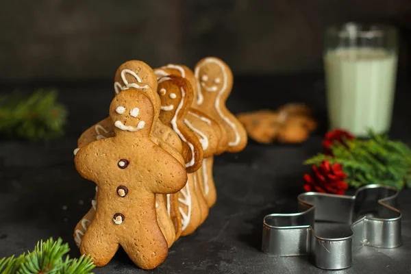 Homem Gengibre Cozimento Feito Mão Biscoitos Sobremesa Feliz Ano Novo — Fotografia de Stock