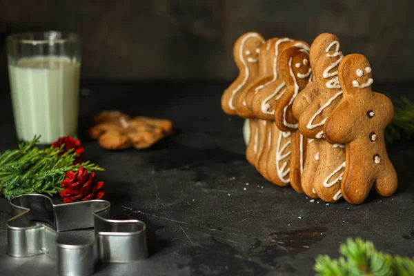 Homem Gengibre Cozimento Feito Mão Biscoitos Sobremesa Feliz Ano Novo — Fotografia de Stock