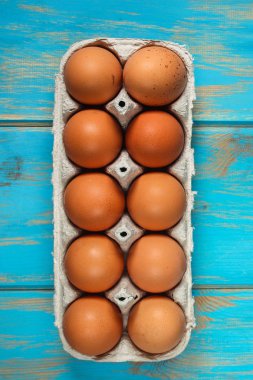 yumurta (beyaz, yumurta sarısı, yumurta kabuğu). Üstten görünüm. kopya alanı