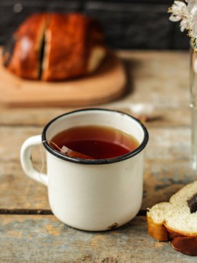 çay, sıcak içecek (karşı arka planını çiçekler). kopya alanı