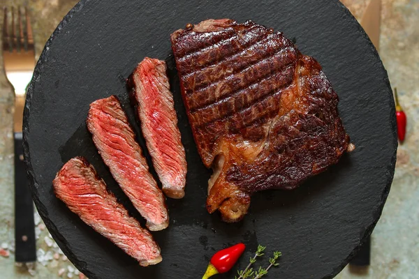 Viande Steak Boeuf Morceau Espace Copie Supérieur — Photo