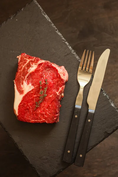 Viande Steak Boeuf Morceau Espace Copie Supérieur — Photo