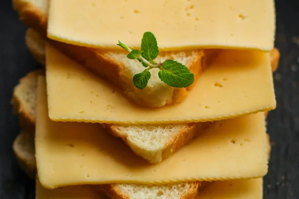 Сыр Сэндвич Мята Хлеб Вкусная Закуска Top Food Background — стоковое фото