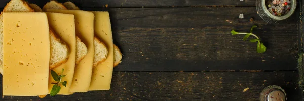 Queijo Sanduíche Hortelã Pão Delicioso Lanche Topo Fundo Alimentar — Fotografia de Stock