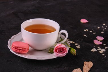 Macaron, pastel renkli, tatlı kek (doğal macaroons). TopCopy alanı. Gıda arka plan