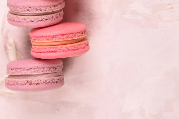 Macaron Pastellfarbe Desserttorte Natürliche Makronen Kopierraum Lebensmittel Hintergrund — Stockfoto