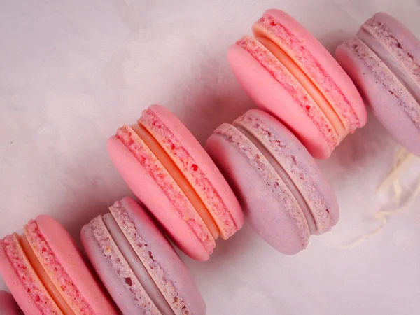 Macaron Pastel Renkli Tatlı Kek Doğal Macaroons Topcopy Alanı Gıda — Stok fotoğraf