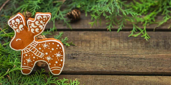 Gingerbread Festive Atmosphere Christmas Happy New Year Top Food Background — Stock Photo, Image