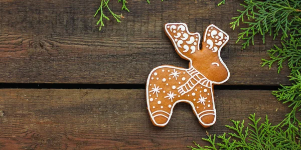 Gingerbread Festive Atmosphere Christmas Happy New Year Top Food Background — Stock Photo, Image