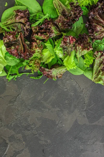 Healthy salad, leaves mix salad (mix micro greens, juicy snack). food background - Image