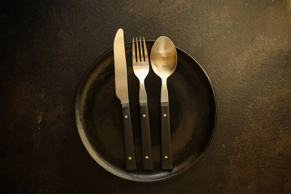 Cutleryrustic, used for eating or serving (fork, knife, spoon - set). food background. copy space — Stock Image Cutleryrustic Used Eating Serving Fork Knife Spoon Set Food Background Royalty Free Stock Photos