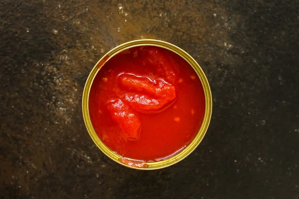 Tomatensaus Vel Tomaten Rode Rijpe Vruchten Gehakt Concept Voedsel Achtergrond — Stockfoto
