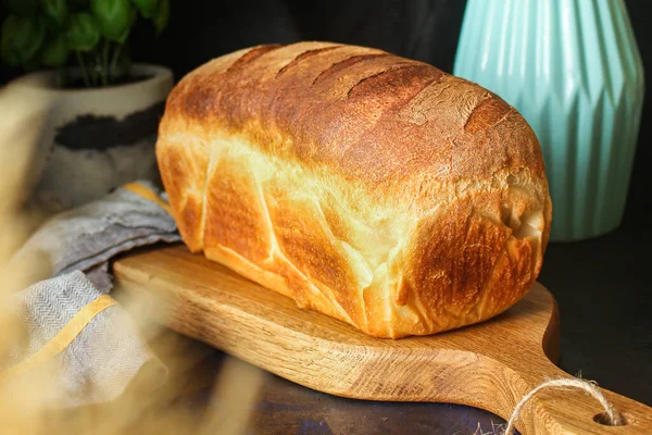 Pão Branco Dourado Pão Trigo Frescoconceito Menu Servindo Tamanho Comida — Fotografia de Stock