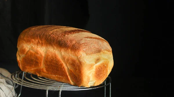 Pão Branco Dourado Pão Trigo Frescoconceito Menu Servindo Tamanho Comida — Fotografia de Stock