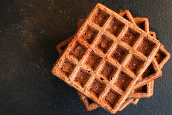 Kare Wafflessweet Tatlılar Menüsü Konsepti Servis Büyüklüğünde Metin Için Yiyecek — Stok fotoğraf