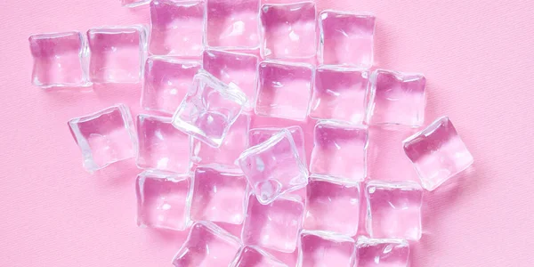 Artificial Ice Cubes Transparent Square Acrylic Pieces Food Background Top — Stock Photo, Image