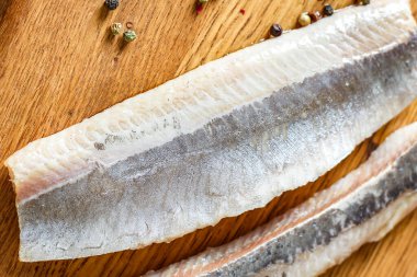 Ringa balığı menüsü konsepti. metin keto ya da paleo peskataryen diyet organik sağlıklı beslenme için üst görünüm kopyalama alanı