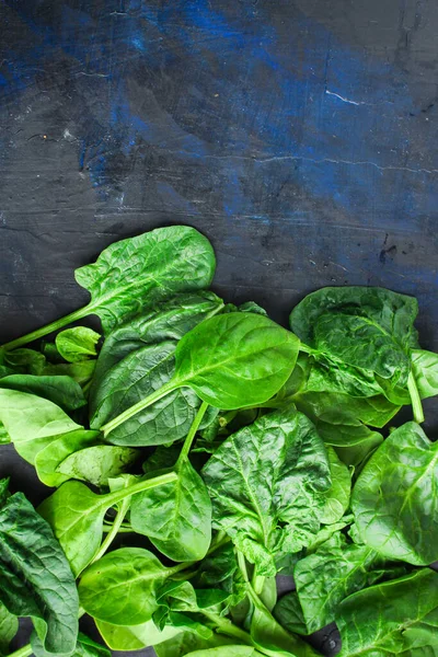 Épinards Verts Feuilles Fraîches Les Pétales Collation Légumes Buisson Vert — Photo