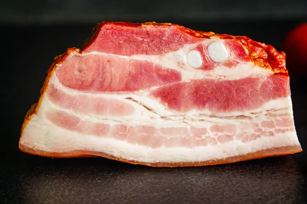 Rökt Fettrikt Fläskkött Menykoncept Som Serverar Storlek Mat Bakgrund Ovanifrån — Stockfoto