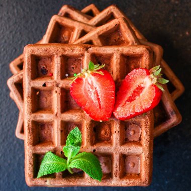 Tatlı tatlı menüsü konsepti sağlıklı yiyecek arka planı üst görünüm fotokopi alanı  