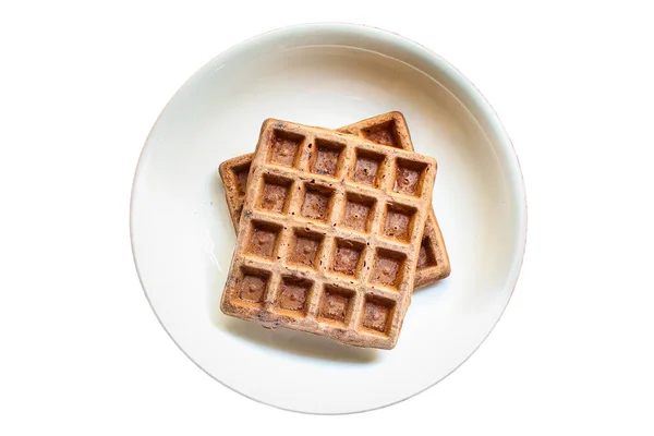 Waffles Sweet Dessert Menu Concept Healthy Food Background Top View — Stock Photo, Image