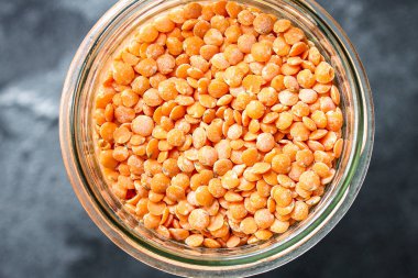 Mercimek fasulyesi, menü konsepti, servis büyüklüğü. yemek arkaplanı üst görünüm metin organik sağlıklı yeme keto veya paleo diyeti için kopyalama alanı 