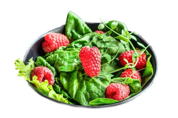 Saladraspberry Lettuce Spinach Arugulamenu 컨셉트는 크기를 합니다 먹이의 사진은 교과서 — 스톡 사진