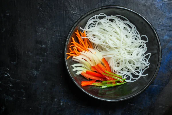 Fideos Arroz Fideos Vidrio Pho Fideos Asiáticos Menú Concepto Porción — Foto de Stock