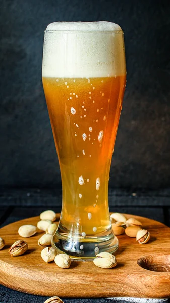 Пиво Легкий Нефільтрований Холодний Напій Концепцією Піни Меню Подає Розмір — стокове фото