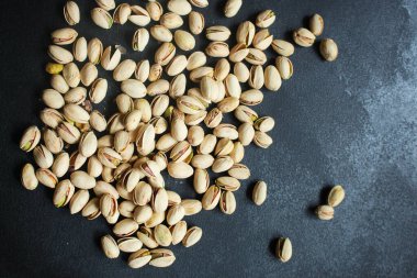 Fıstıklı çerez menüsü konsepti servis büyüklüğünde. yemek arkaplanı üst görünüm metin organik sağlıklı yeme keto veya paleo diyeti için kopyalama alanı