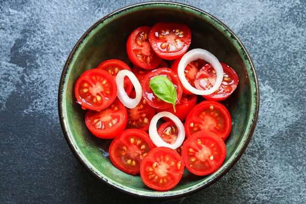 Tomat Salad Sayur Sayuran Makanan Ringan Menu Disajikan Ukuran Latar — Stok Foto