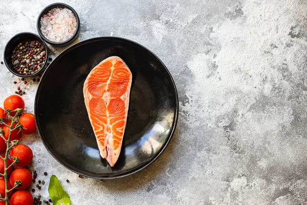 Salmon Raw Fillet Steak Natural Product Ingredient Organic Eating Healthy — Stock Photo, Image