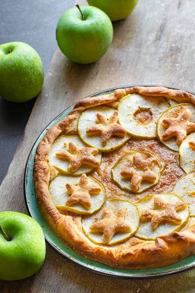 Äppelpaj Bageri Söt Dessert Bakverk Kex Frukt Ingrediens Ekologisk Hälsosam — Stockfoto