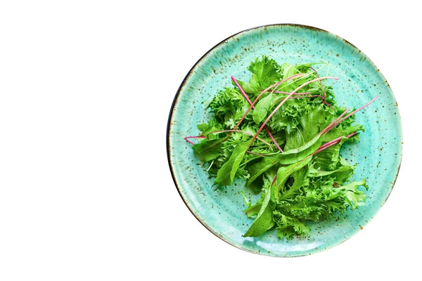 色拉绿叶生鲜混合微绿叶供应大小天然多汁小吃 食物背景酮或古食 — 图库照片