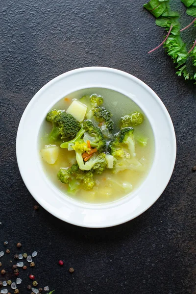 Soep Broccoli Groenten Voorgerecht Geen Vlees Veganistische Bouillon Portie Grootte — Stockfoto