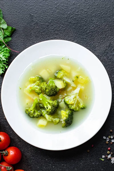 Soep Broccoli Groenten Voorgerecht Geen Vlees Veganistische Bouillon Portie Grootte — Stockfoto