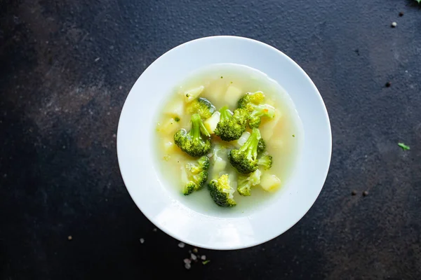 Soep Broccoli Groenten Voorgerecht Geen Vlees Veganistische Bouillon Portie Grootte — Stockfoto