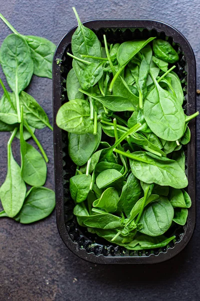 Spinat Salat Grün Saftig Blätter Bio Salat Serviergröße Natürliche Ansicht — Stockfoto