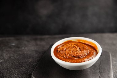 Japon yemeği pişirmek için Miso macunu kalın soya fasulyesi ezmesi. Lezzetli çerezler. Yemek arkaplanı.