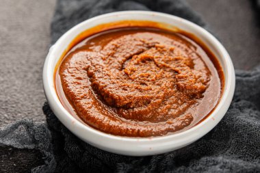 Japon yemeği pişirmek için Miso macunu kalın soya fasulyesi ezmesi. Lezzetli çerezler. Yemek arkaplanı.