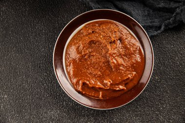 Japon yemeği pişirmek için Miso macunu kalın soya fasulyesi ezmesi. Lezzetli çerezler. Yemek arkaplanı.