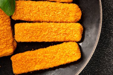 Balıklar deniz mahsulleri kıyma ikinci tabak lezzetli aperatif lezzetli gurme yemek arkaplan masa üzerinde rustik gıda üst görünüm fotokopi alanı pesseeter diyet