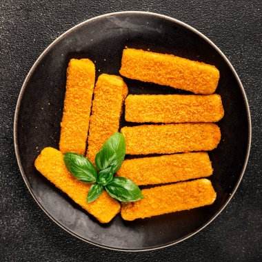 Balıklar deniz mahsulleri kıyma ikinci tabak lezzetli aperatif lezzetli gurme yemek arkaplan masa üzerinde rustik gıda üst görünüm fotokopi alanı pesseeter diyet