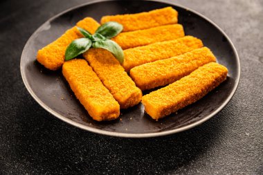 Balıklar deniz mahsulleri kıyma ikinci tabak lezzetli aperatif lezzetli gurme yemek arkaplan masa üzerinde rustik gıda üst görünüm fotokopi alanı pesseeter diyet